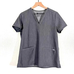Figs Casma Three Pocket Scrub Top in Graphite